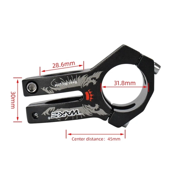 Mostek rowerowy krótki 28.6x31.8mm 45mm WAKE A089B Aluminium