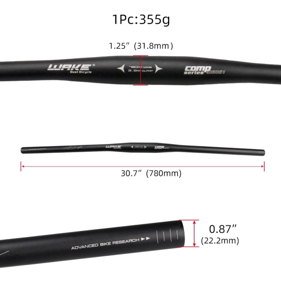 Kierownica rowerowa Prosta 31.8x780mm Z opcją skrócenia WAKE A003 Comp Aluminium