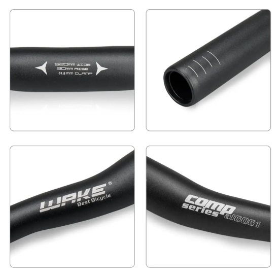 Kierownica rowerowa Gięta 31.8x620mm Z opcją skrócenia WAKE YH-103-620 Comp Aluminium Czarny