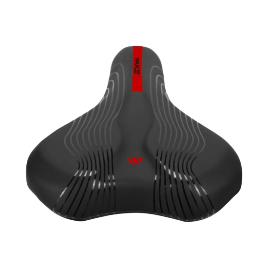 Siodełko rowerowe MTB Miękkie 160x278mm WAKE 2781 Czarny + Czerwony