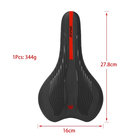 Siodełko rowerowe MTB Miękkie 160x278mm WAKE 2781 Czarny + Czerwony