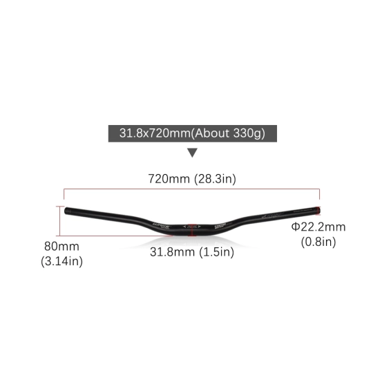 Kierownica rowerowa Gięta 31.8x720mm Z opcją skrócenia WAKE A021 Comp Aluminium
