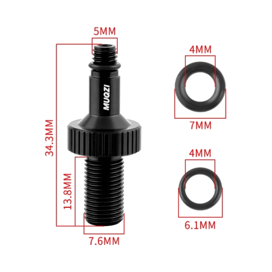 Adapter zaworu amortyzatora rowerowego Muqzi L-7 Tył Czarny
