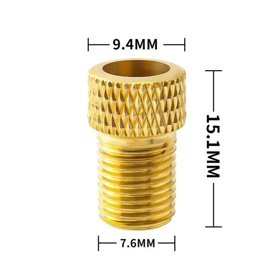 Adapter do zaworu rowerowego F/V Włoski/Presta na A/V Samochodowy/Schrader Muqzi E-15 Złoty